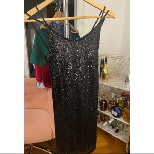 New M Favlux Fashion black sequin mini dress.